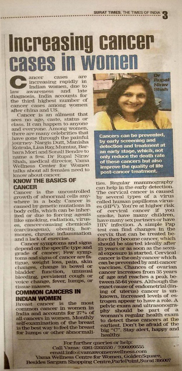 Health awareness Article - Increasing cancer causes in women