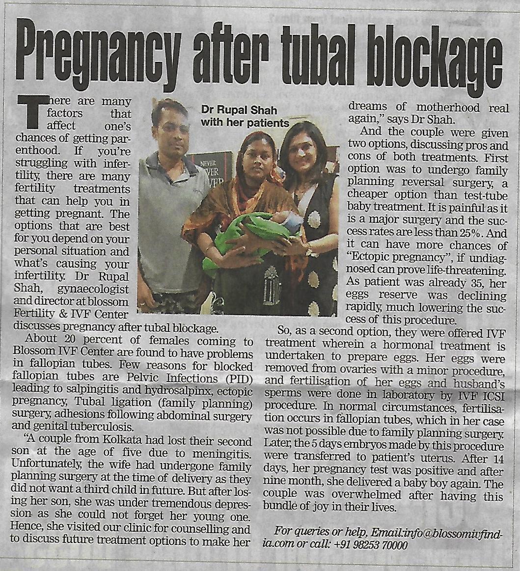 Health awareness article - Pregnancy after tubal blockage