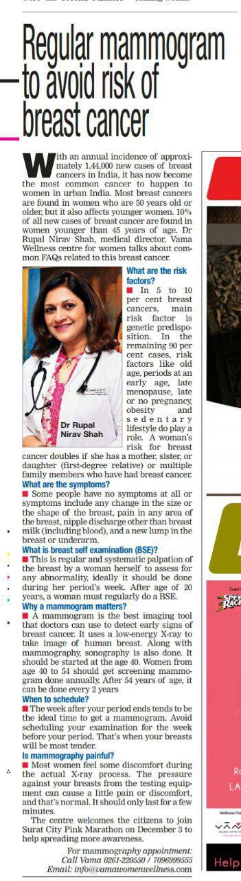 Health awareness article -Regular mammogram to avoid risk of breast cancer