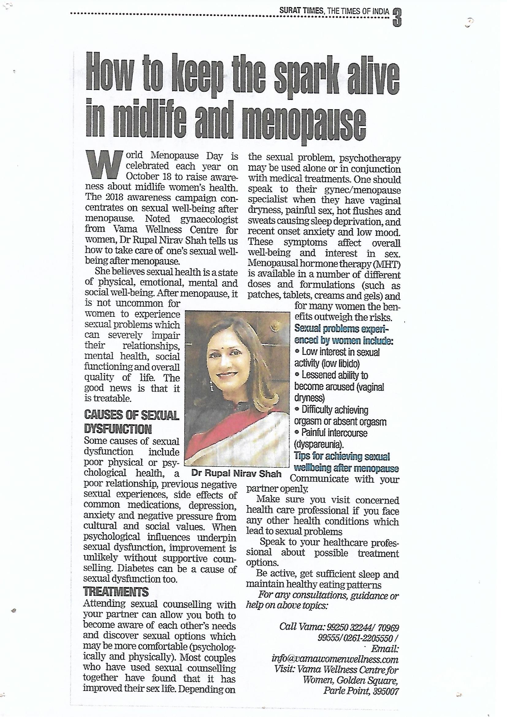 Health Awareness Article - How to keep spark alive in midlife and menopause