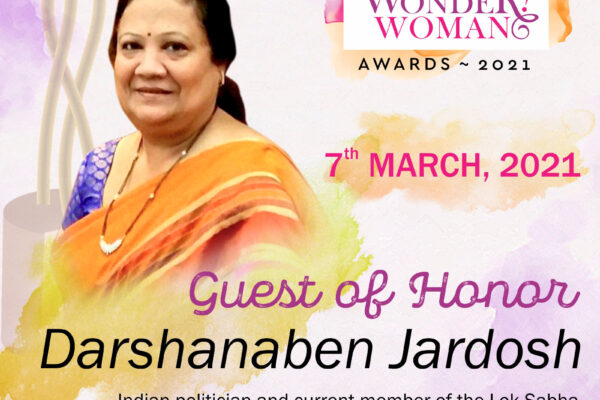 Guest of honour for the vama wonder woman awards 2021 - smt Darshanaben Jardosh